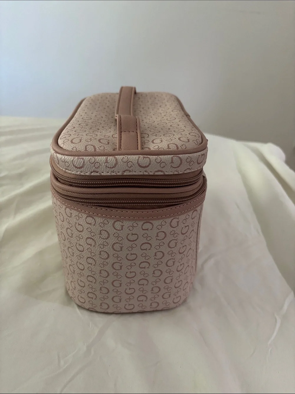 GUESS Blush Pink Monogram Cosmetic Case